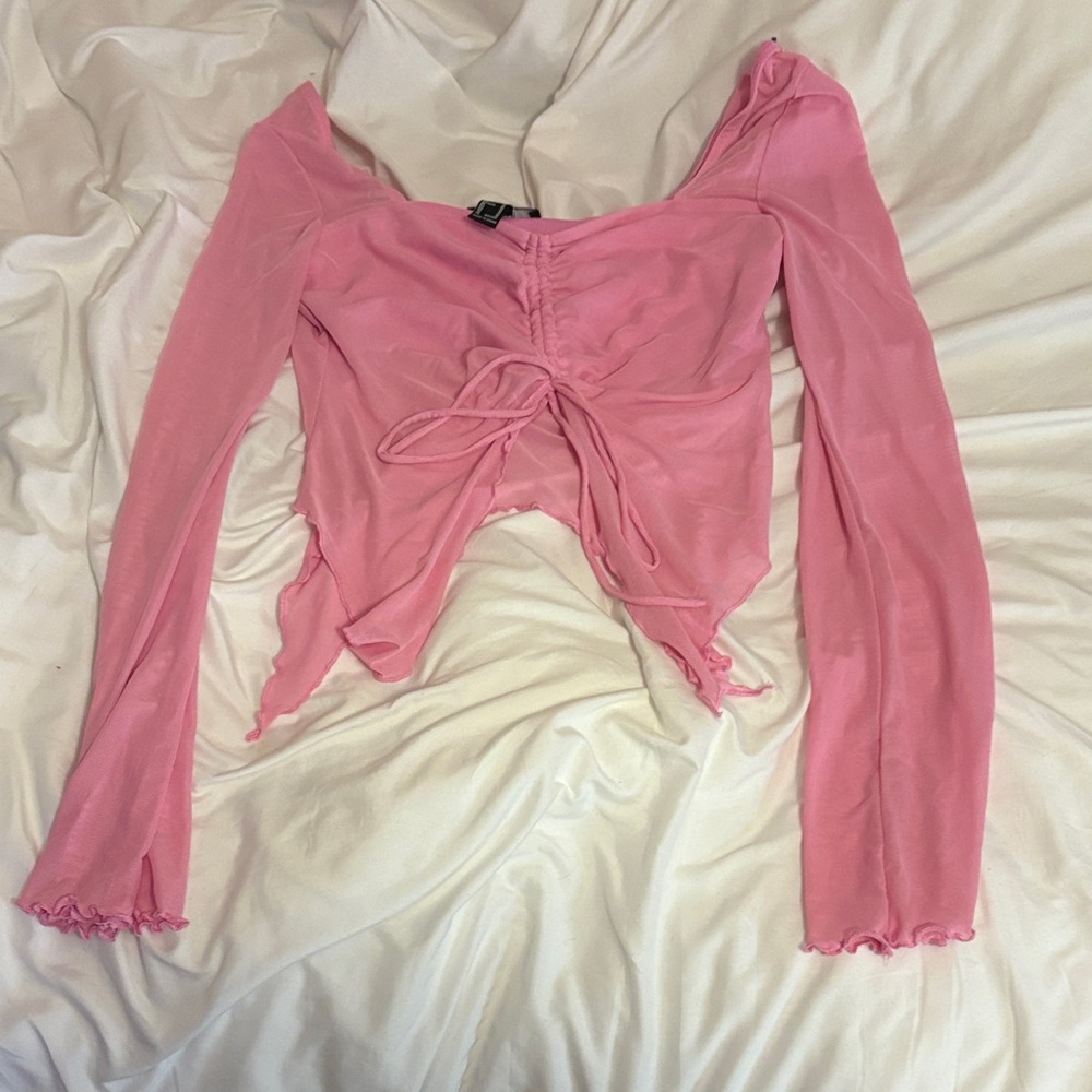 Forever 21 Pink Ruched Crop Top